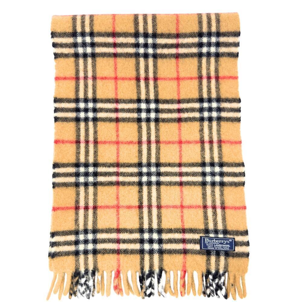 Burberry 100% Lambswool Scarf House Check Plaid Full Length Fringe AUTHENTIC - Picture 6 of 9